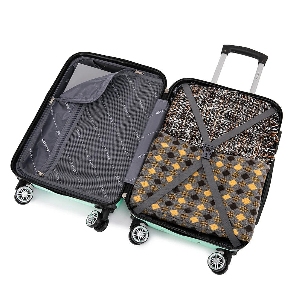 Maleta mediana de ABS de 24 pulgadas con cerradura de combinación, 66x43x25 cm, 71 L, peso ligero de 3,50 kg, con 4 ruedas dobles de 360°, perchas adicionales y esquinas protectoras para mayor comodidad durante el viaje.