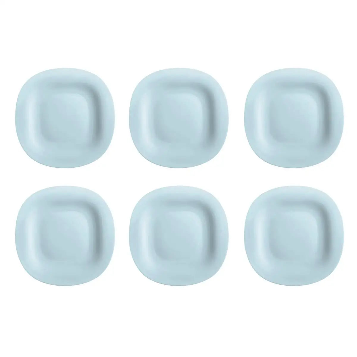 Platos Carine Luminarc – Juego de 6 platos cuadrados de vidrio opalino en blanco, negro, gris, turquesa y azul paraíso, aptos para microondas y lavavajillas para una vajilla completa.