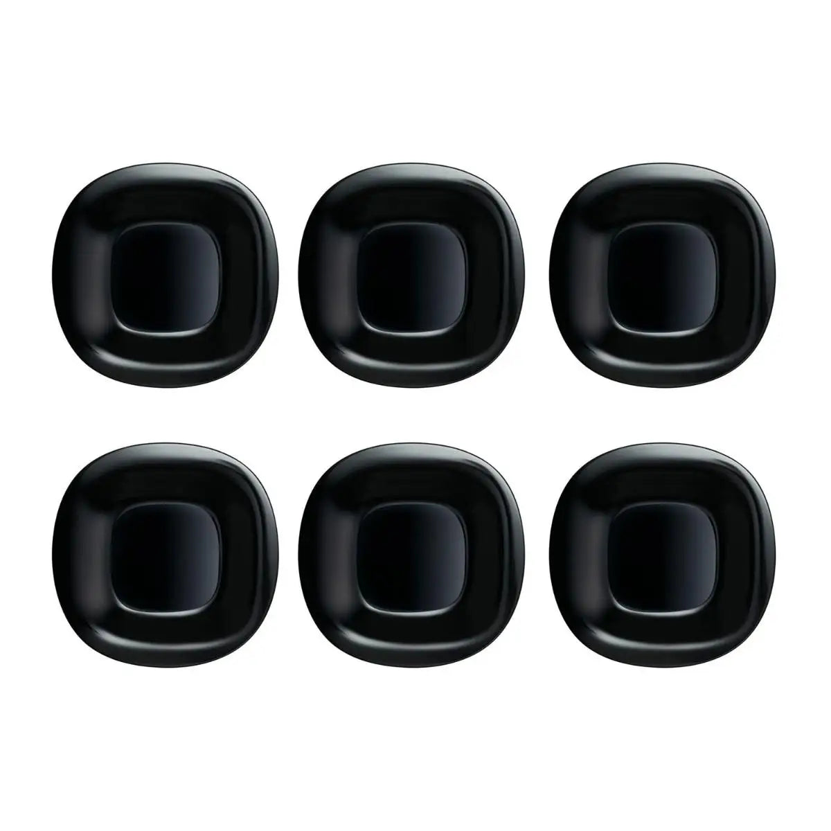 Platos Carine Luminarc – Juego de 6 platos cuadrados de vidrio opalino en blanco, negro, gris, turquesa y azul paraíso, aptos para microondas y lavavajillas para una vajilla completa.