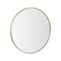 Espejo de pared redondo de aluminio Lolahome de 60 cm de diámetro en color dorado o negro, ideal para cualquier estilo de decoración. Presenta un diseño elegante, 2,8 cm de profundidad y un peso ligero de 3,5 kg, perfecto para iluminar espacios con elegan