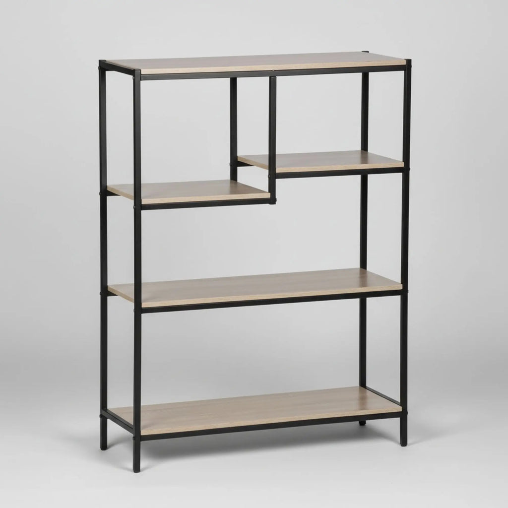 MOBLEKIT Estanterías de madera y metal con compartimentos abiertos, librerías modulares disponibles en 2, 4 u 8 cubos y estantería multiusos de 5 niveles, solución de almacenamiento ideal para salón, dormitorio, oficina o cocina.