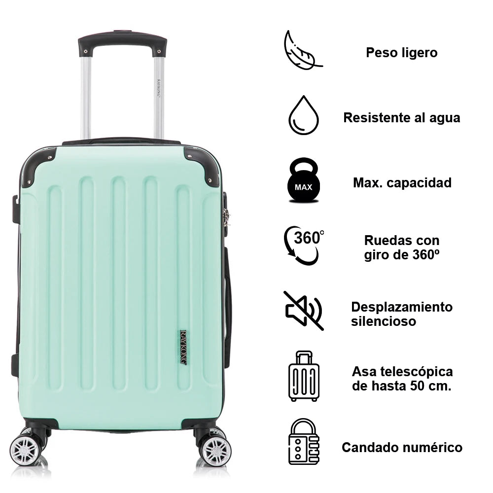 Maleta mediana de ABS de 24 pulgadas con cerradura de combinación, 66x43x25 cm, 71 L, peso ligero de 3,50 kg, con 4 ruedas dobles de 360°, perchas adicionales y esquinas protectoras para mayor comodidad durante el viaje.