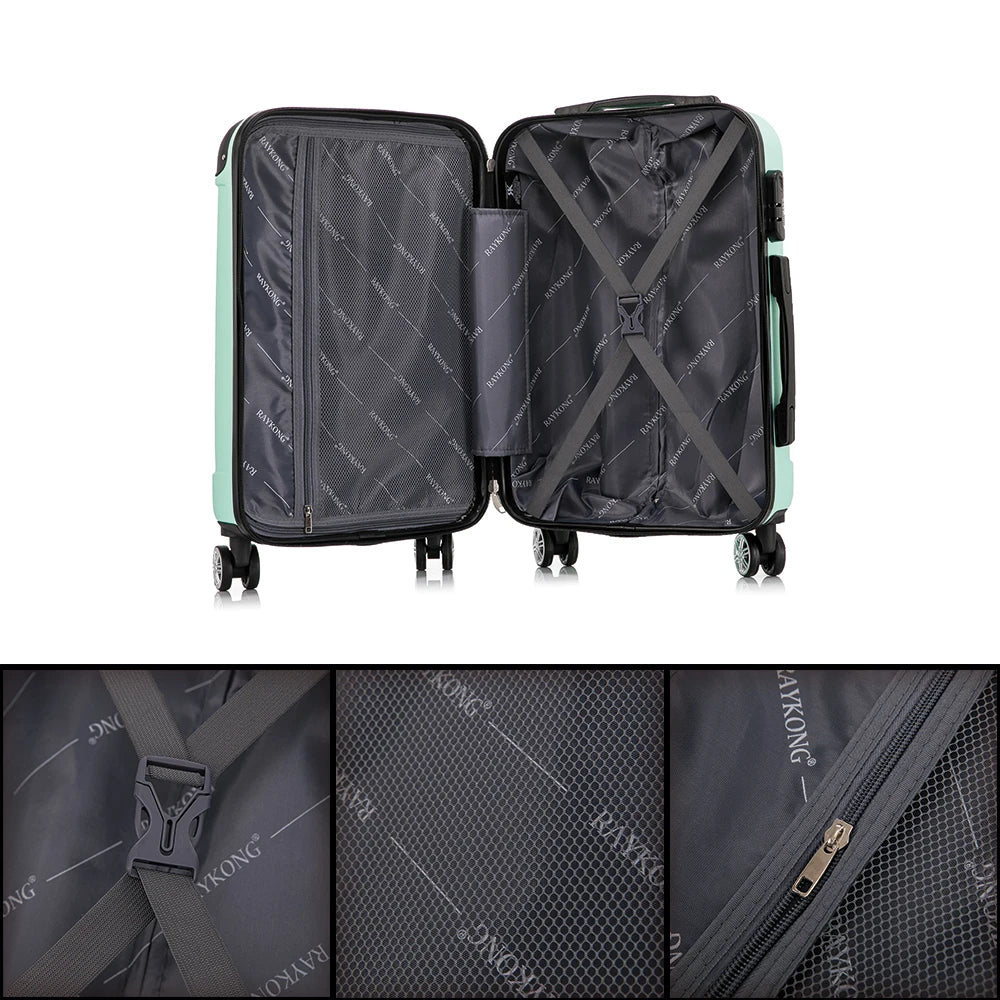 Maleta mediana de ABS de 24 pulgadas con cerradura de combinación, 66x43x25 cm, 71 L, peso ligero de 3,50 kg, con 4 ruedas dobles de 360°, perchas adicionales y esquinas protectoras para mayor comodidad durante el viaje.