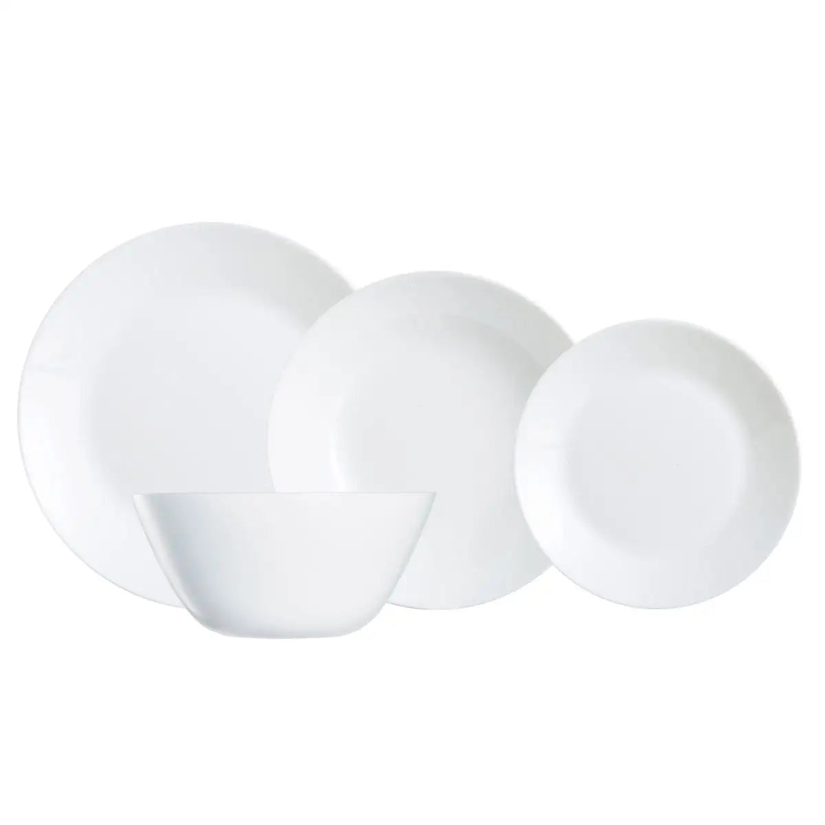 Juego de vajilla Luminarc Zelie Opal de 19 piezas para 6 personas, fabricado en Francia con vidrio templado ecológico y extra resistente, apto para microondas y lavavajillas, incluye 6 platos llanos (25 cm), 6 platos hondos (20 cm) y 6 platos de postre.