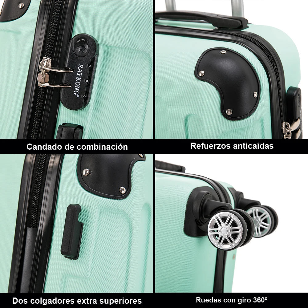 Maleta mediana de ABS de 24 pulgadas con cerradura de combinación, 66x43x25 cm, 71 L, peso ligero de 3,50 kg, con 4 ruedas dobles de 360°, perchas adicionales y esquinas protectoras para mayor comodidad durante el viaje.