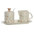 Juego de azucarero con taza de leche, gres color beige, accesorio de mesa de cocina, 24x12.5x2, tapas beige