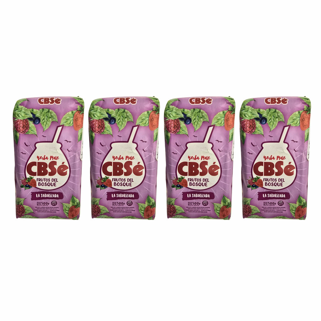 4 paquetes de 500 g de yerba mate cbse pomelo ruene lo bueno y frutos del bosque, natural de Argentina, ideal para bebidas energizantes y antioxidantes.