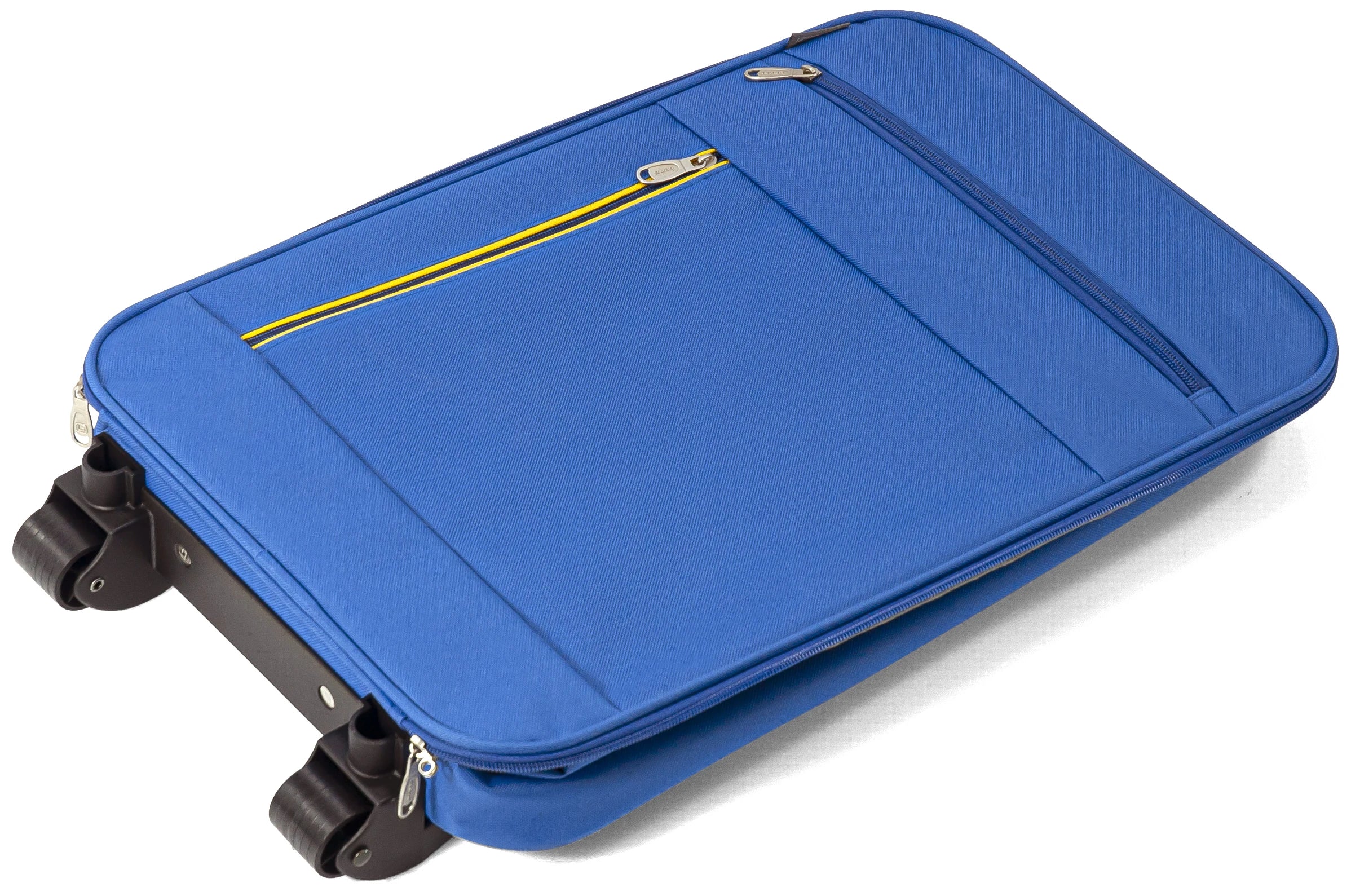 La maleta de cabina plegable Benzi con ruedas, fabricada en poliéster resistente, mide 34 x 55 x 19 cm y cuenta con asa telescópica, ruedas reforzadas, cierre de cremallera y múltiples bolsillos para mayor comodidad durante los viajes.