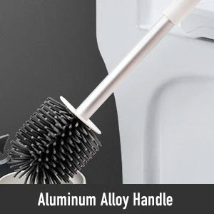 Juego de escobilla y soporte para inodoro, escobillas de silicona BIBURY con cabezal de limpieza de 360°, secado rápido y diseño higiénico, paquete de 2, cerdas suaves y flexibles para una limpieza eficaz del baño, blanco y gris.