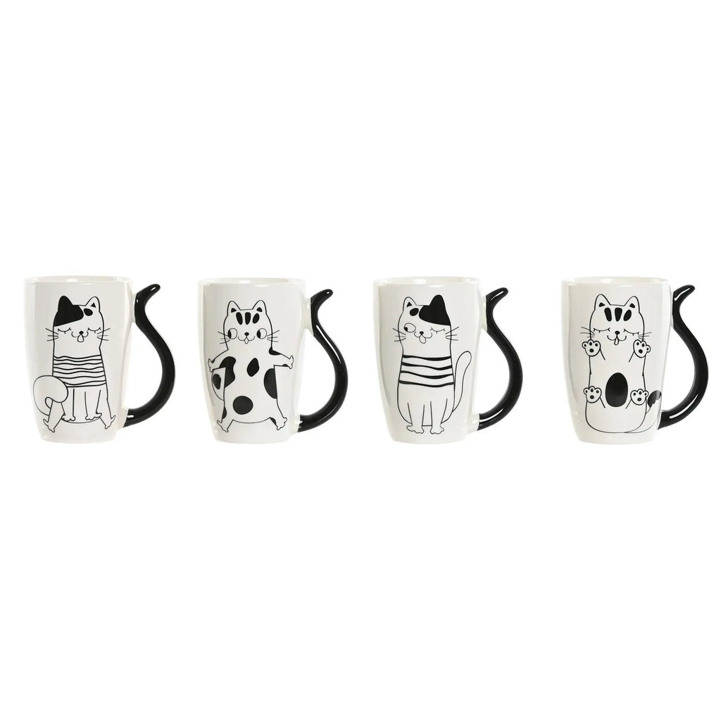 Juego de tazas de porcelana con diseño de gato, 380 ml, tamaño 11 x 8,2 x 12 cm, ideal para café o té, material de alta calidad, diseño único, perfecto para amantes de los gatos, una excelente idea para regalar.