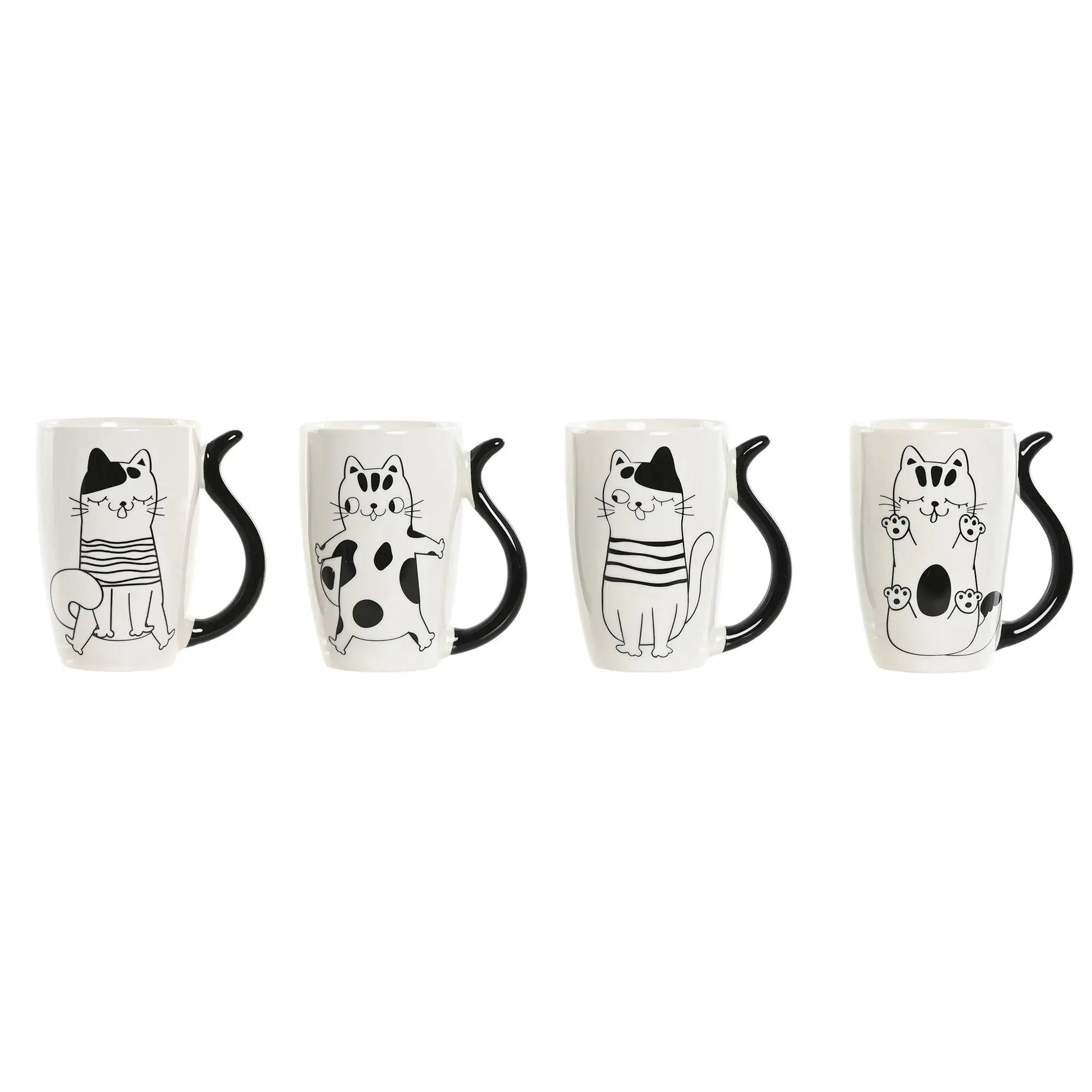 Juego de tazas de porcelana con diseño de gato, 380 ml, tamaño 11 x 8,2 x 12 cm, ideal para café o té, material de alta calidad, diseño único, perfecto para amantes de los gatos, una excelente idea para regalar.