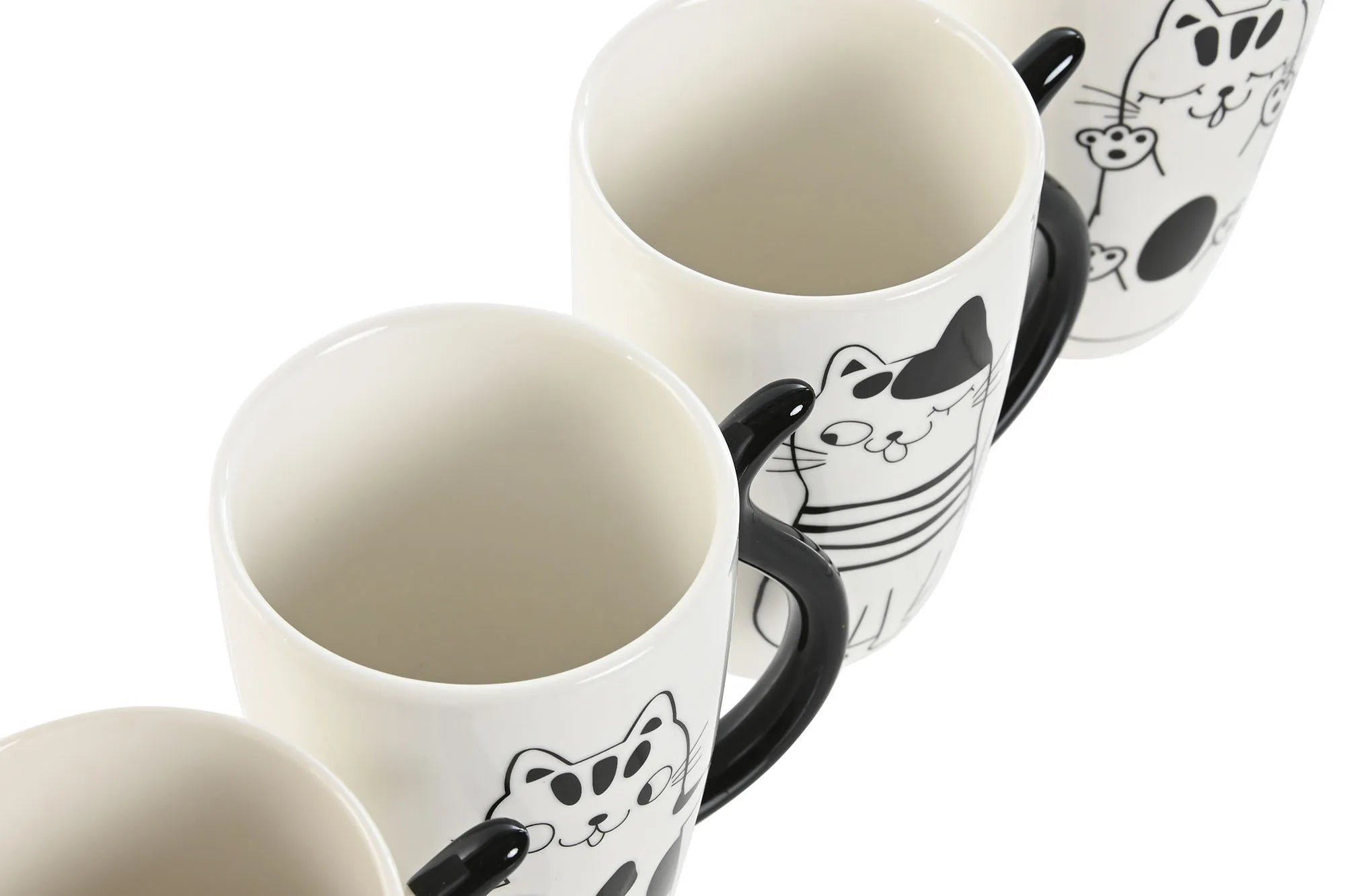 Juego de tazas de porcelana con diseño de gato, 380 ml, tamaño 11 x 8,2 x 12 cm, ideal para café o té, material de alta calidad, diseño único, perfecto para amantes de los gatos, una excelente idea para regalar.