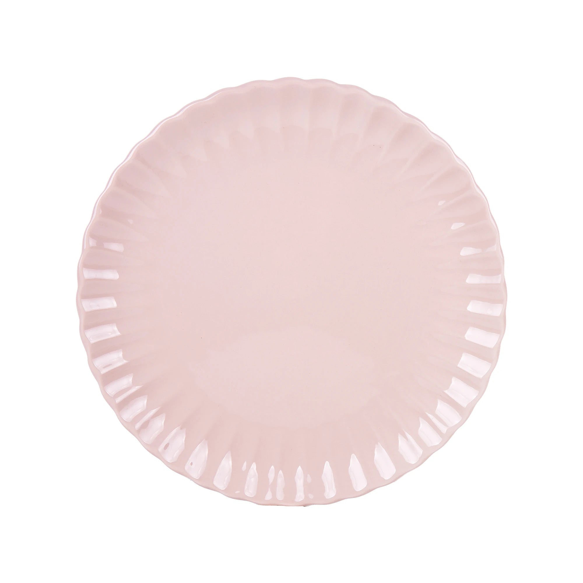 Juego de vajilla de porcelana Cofan en rosa nude | Vajilla completa de 16 piezas para 4 personas | Elegante diseño en relieve, apto para lavavajillas, microondas y horno.