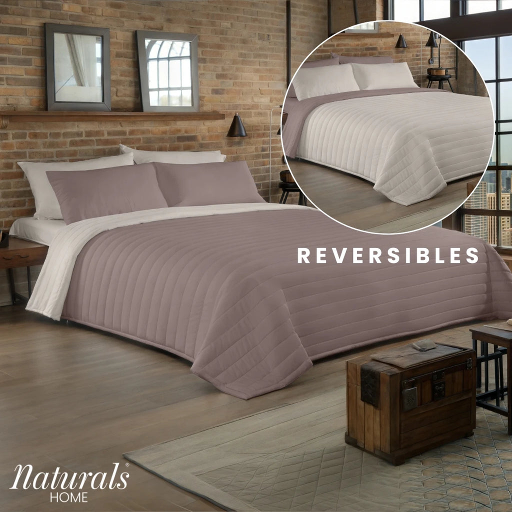 Naturals - colcha bouti reversible bicolor - microfibra extra suave - relleno de 100 gramos (cama 90/105 - 135/150 - 180) - funda de cama acolchada forrada - ideal para primavera y verano - fabricado en España