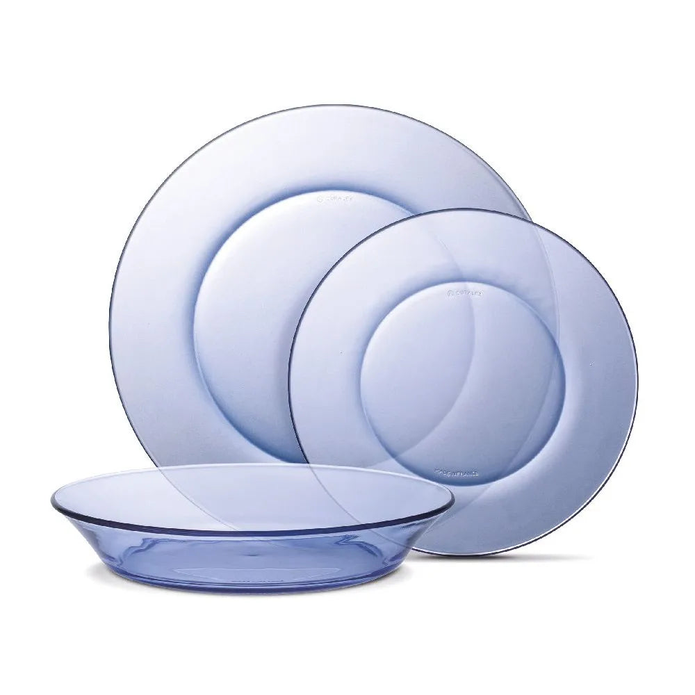 Juego de vajilla Duralex Lys de 12 piezas: platos de cristal de alta calidad, incluye 4 platos hondos (Ø 19,5 cm), 4 platos llanos (Ø 23,5 cm) y 4 platos de postre (Ø 19 cm), apto para microondas y lavavajillas, fabricado en Francia.