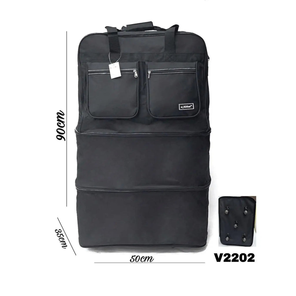 Bolsa de viaje expandible MISIUSS con ruedas, de 45 cm de altura que se extiende hasta 90 cm, fabricada en nailon y con capacidad para hasta 50 kg, ideal para aventuras al aire libre y actividades deportivas.