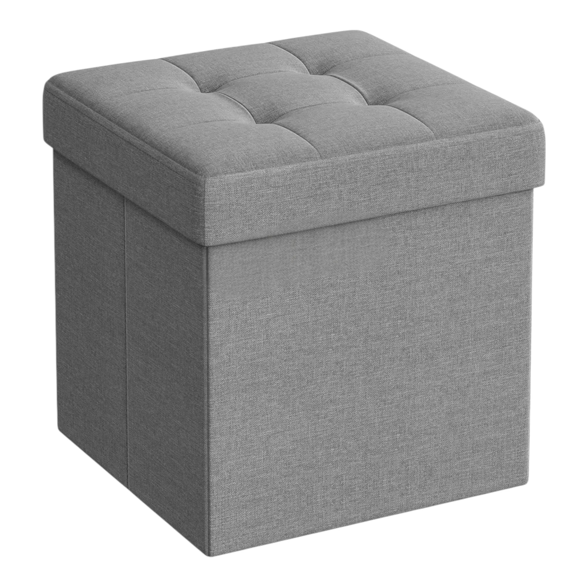 Elegante puf de lino con espacio de almacenamiento