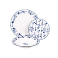 Juego de vajilla de porcelana Cofan | Juego de 18 piezas con diseño floral azul | Apto para lavavajillas y microondas, incluye 6 platos llanos, 6 cuencos para sopa y 6 platos pequeños, duradero y de fácil mantenimiento.