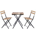 Conjunto T-lovendo de 3 mesas y 2 sillas, jardín, exterior, plegable, metal y madera, para terraza de estilo retro, estructura de acero, tipo bistró, patas antideslizantes, balcones pequeños, terrazas