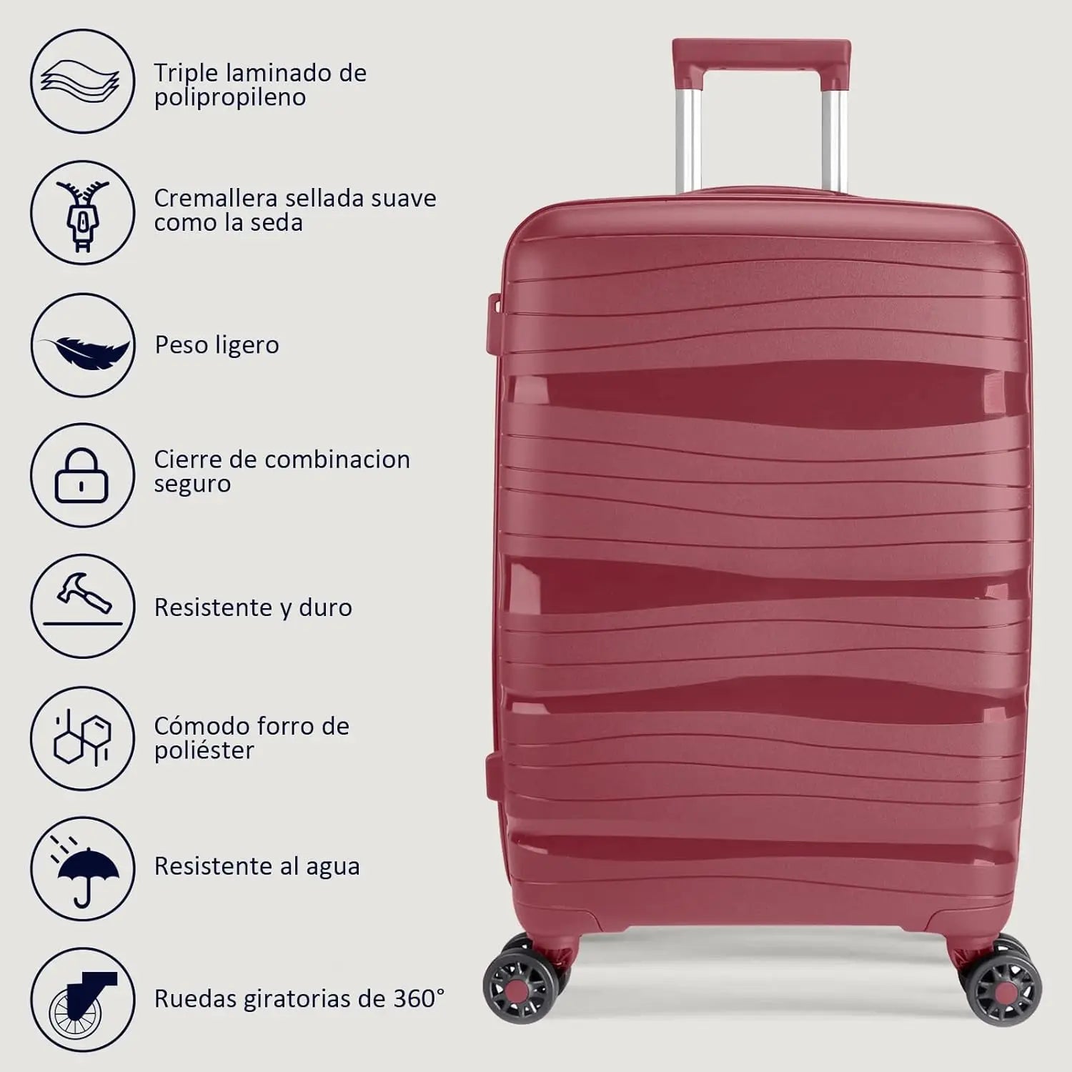 Artree | Maletas de viaje Garnet, equipaje de mano, maletas de cabina para avión, ligeras y rígidas, varios tamaños.