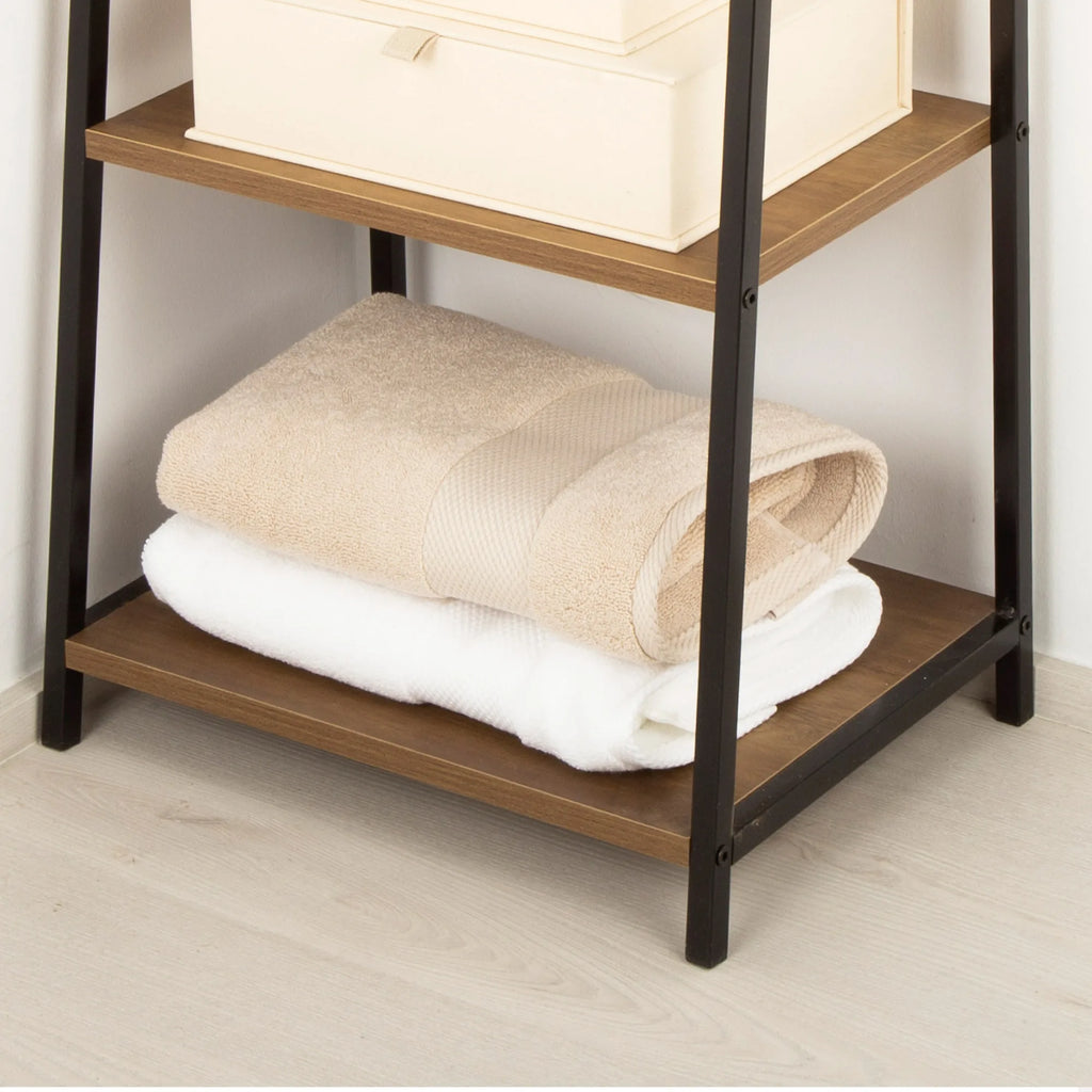 Estantería tipo escalera Max Home con 4 estantes, 43x30x90 cm, diseño en metal y madera, soporta 16 kg - Ideal para almacenamiento en sala de estar, baño y oficina, fácil montaje, estética industrial, solución de exhibición versátil.