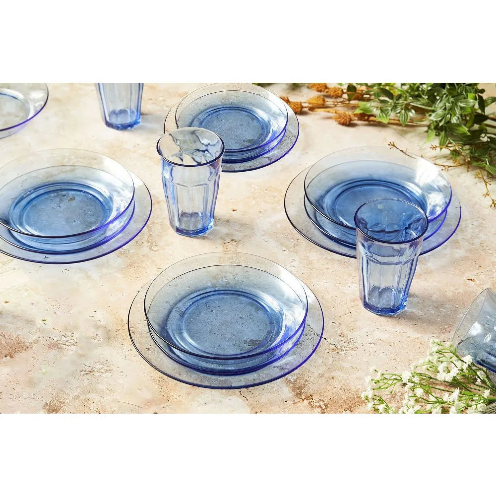Juego de vajilla Duralex Lys de 12 piezas: platos de cristal de alta calidad, incluye 4 platos hondos (Ø 19,5 cm), 4 platos llanos (Ø 23,5 cm) y 4 platos de postre (Ø 19 cm), apto para microondas y lavavajillas, fabricado en Francia.