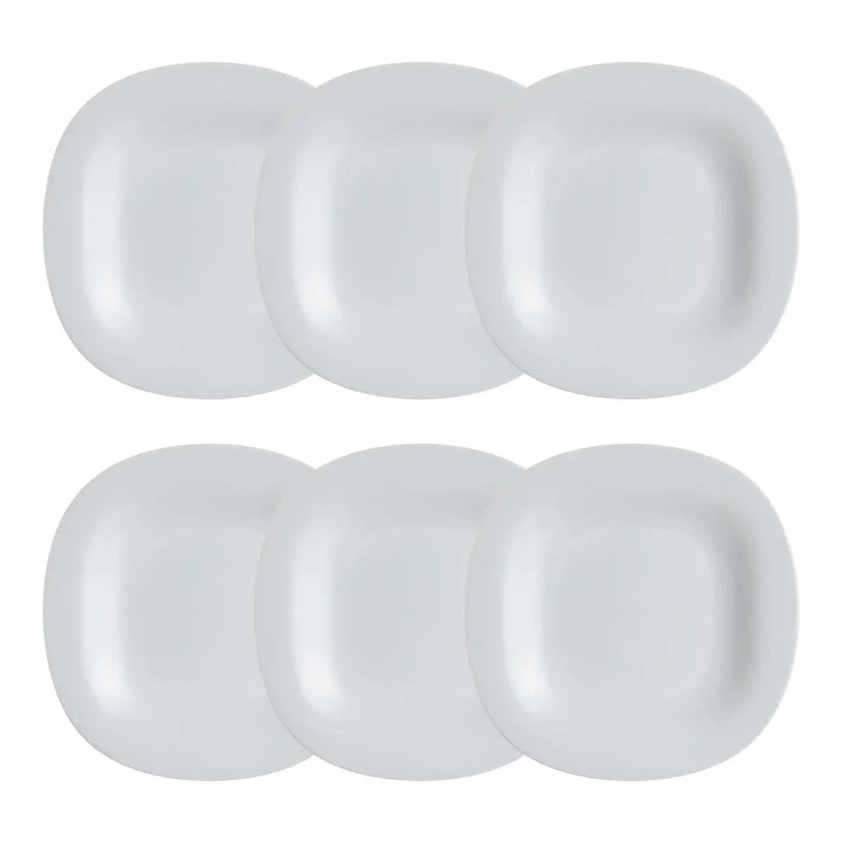 Platos Carine Luminarc – Juego de 6 platos cuadrados de vidrio opalino en blanco, negro, gris, turquesa y azul paraíso, aptos para microondas y lavavajillas para una vajilla completa.