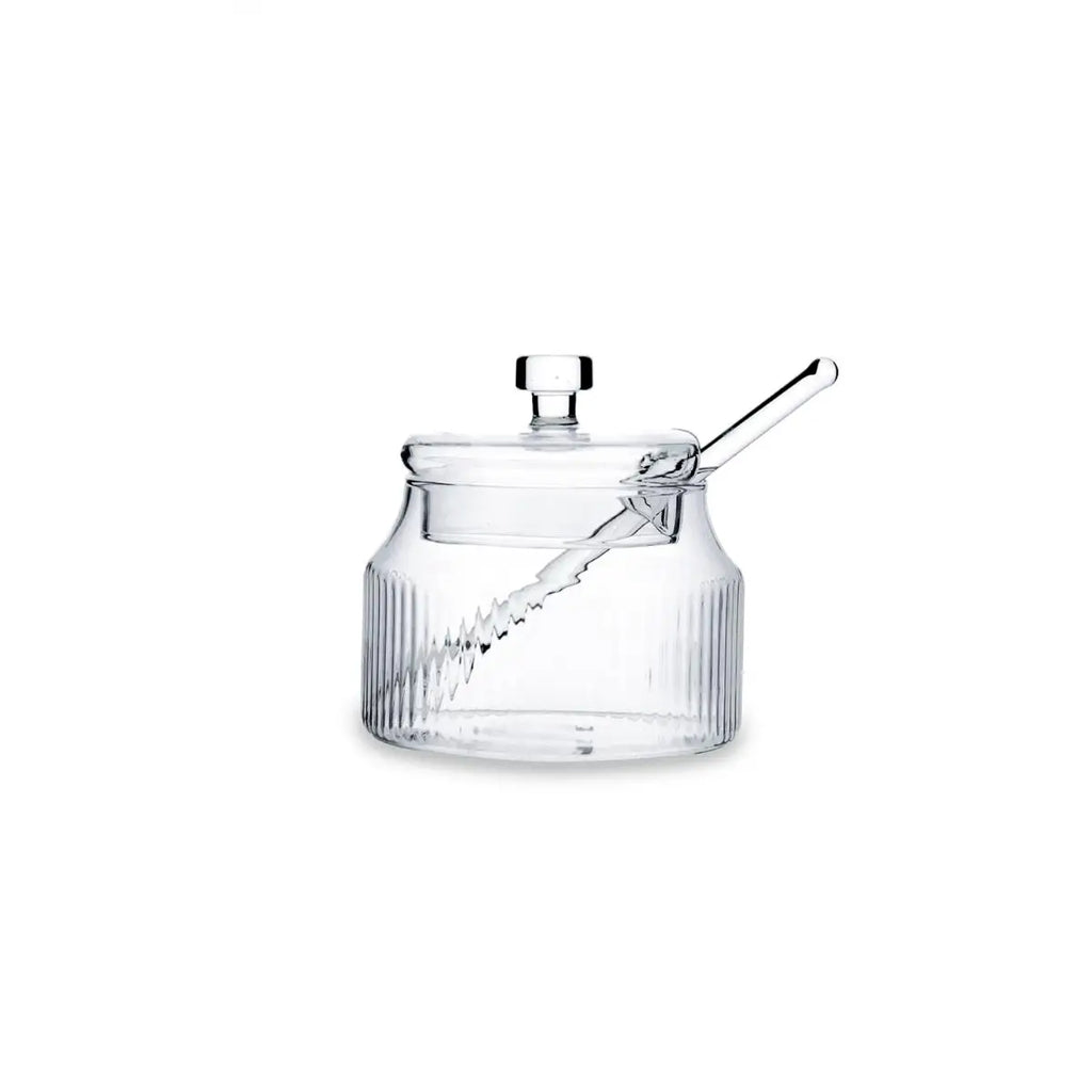 Azucarero de borosilicato Quid Trend de 6,5 x 8,5 x 8,3 cm, transparente con relieve, fácil de limpiar y apilable.