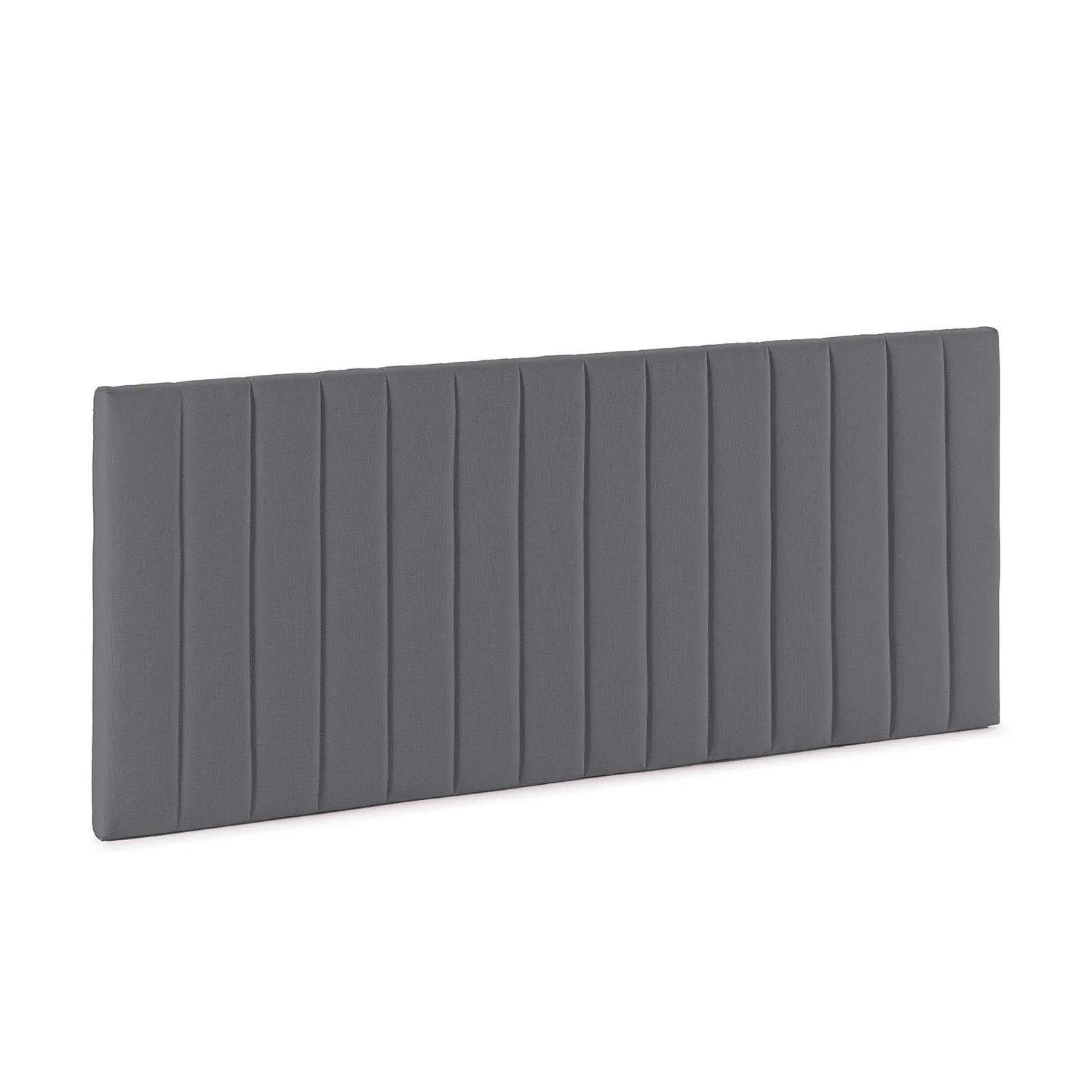 Cabecero tapizado Eris de 150x60 cm, con un diseño de tela neutra, relleno de espuma de alta densidad, disponible en beige, gris claro y gris oscuro, fácil de montar para cualquier tamaño de cama.