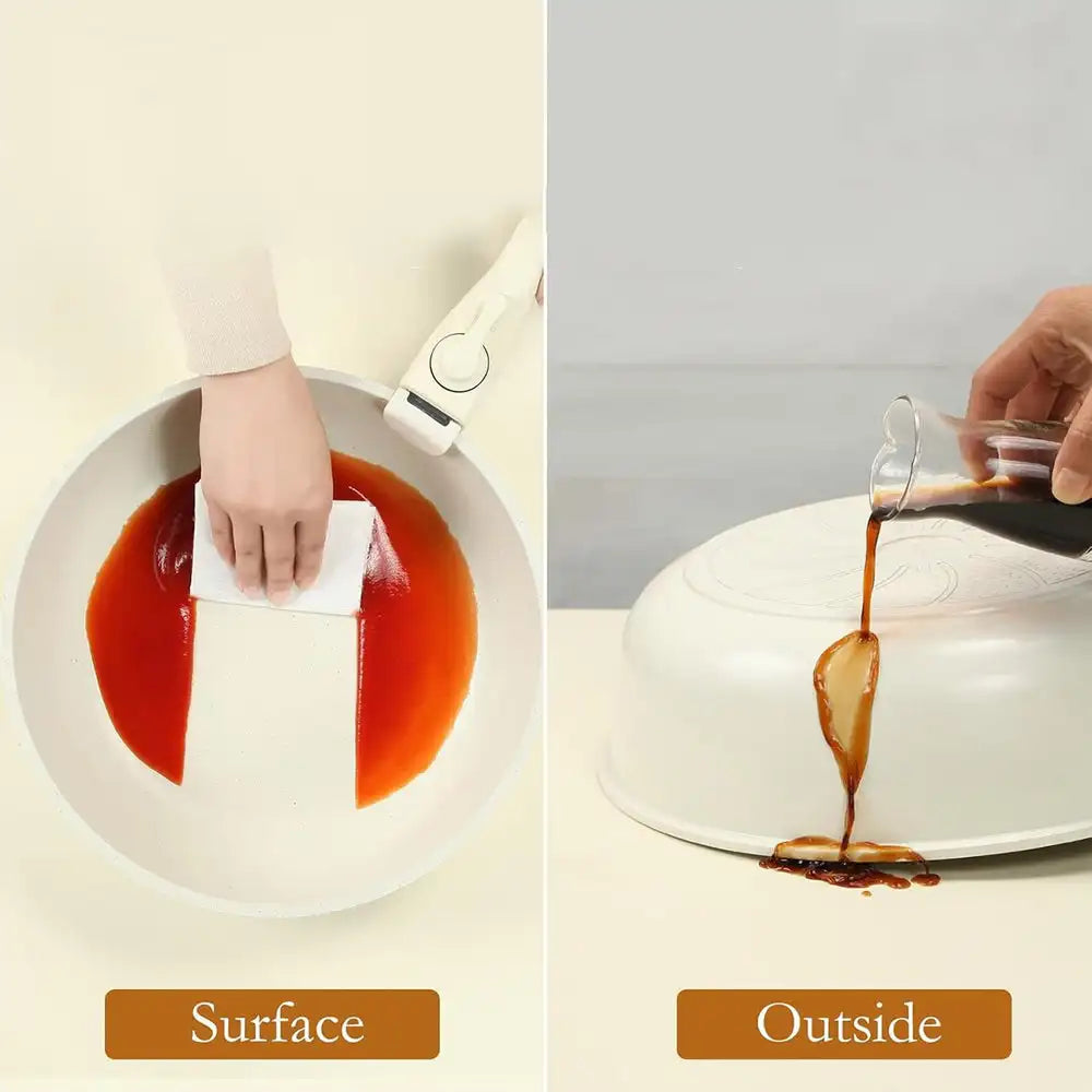 Juego de utensilios de cocina antiadherentes Almalux® con asas desmontables, 5 piezas de ollas y sartenes, revestimiento de granito ecológico, diseño apilable, compatible con inducción, apto para lavavajillas, ideal para cocinar ahorrando espacio.