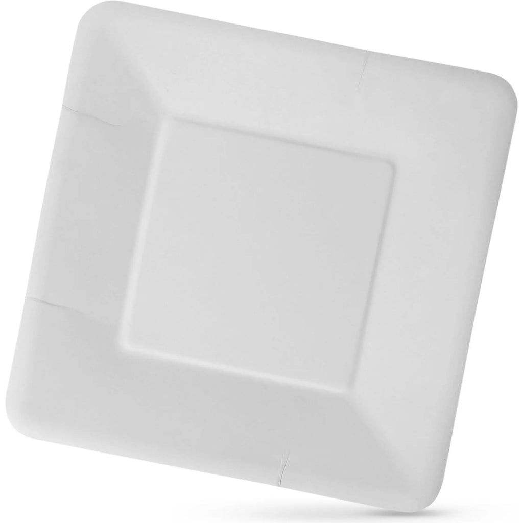Algon - juego de platos rectangulares desechables de cartón blanco de 18 cm - 100 unidades - resistentes y ecológicos