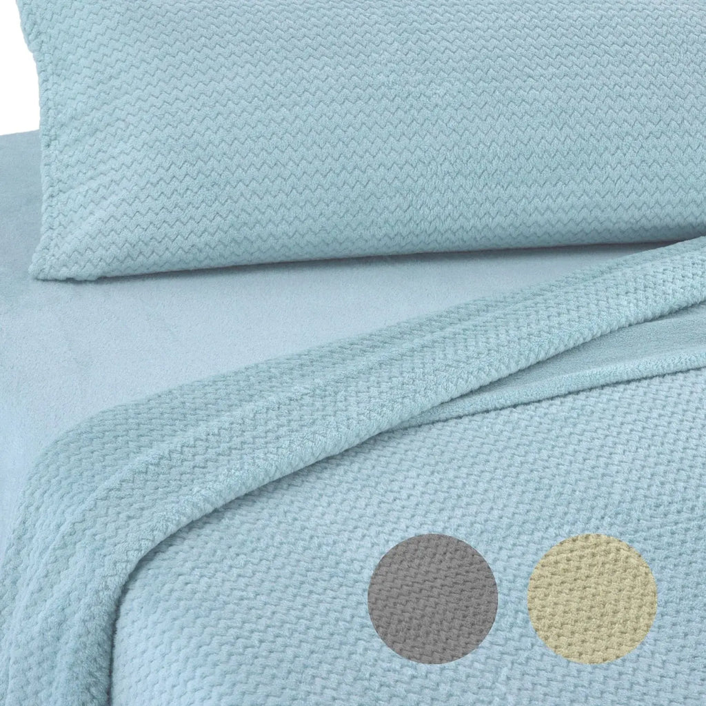 Juego de sábanas Coralina - Colección Invierno - Disponible en azul, beige y gris, y en tamaños para camas de 90 cm, 105 cm, 135 cm, 150 cm y 180 cm - Colección Donegal