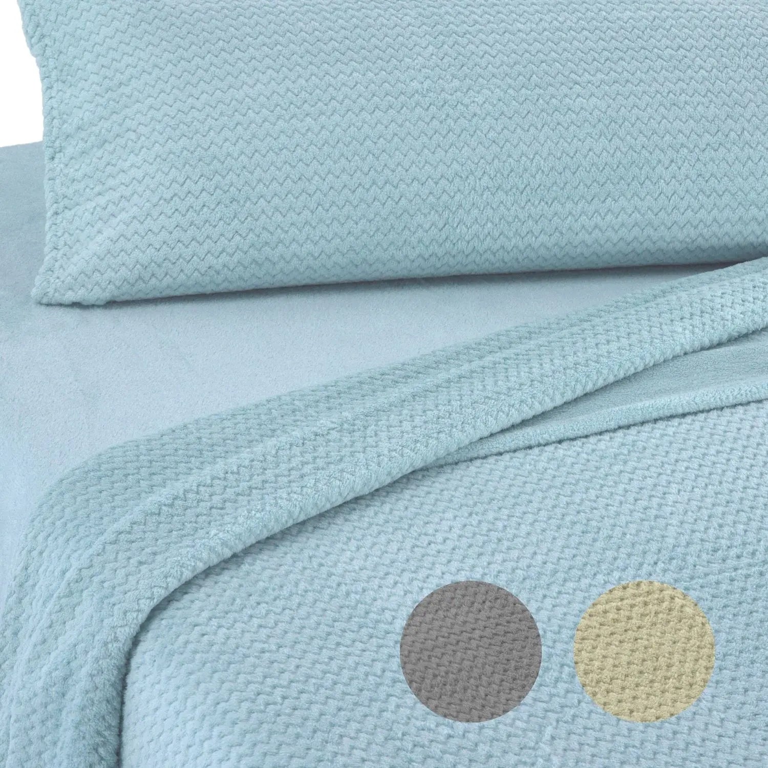 Juego de sábanas Coralina - Colección Invierno - Disponible en azul, beige y gris, y en tamaños para camas de 90 cm, 105 cm, 135 cm, 150 cm y 180 cm - Colección Donegal