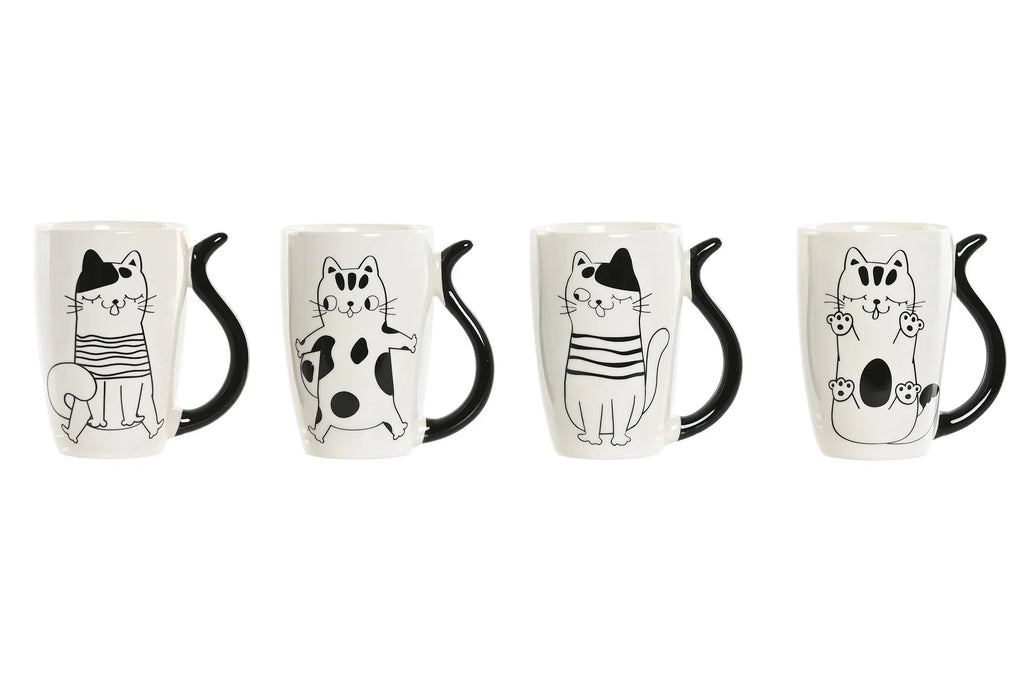 Juego de tazas de porcelana con diseño de gato, 380 ml, tamaño 11 x 8,2 x 12 cm, ideal para café o té, material de alta calidad, diseño único, perfecto para amantes de los gatos, una excelente idea para regalar.
