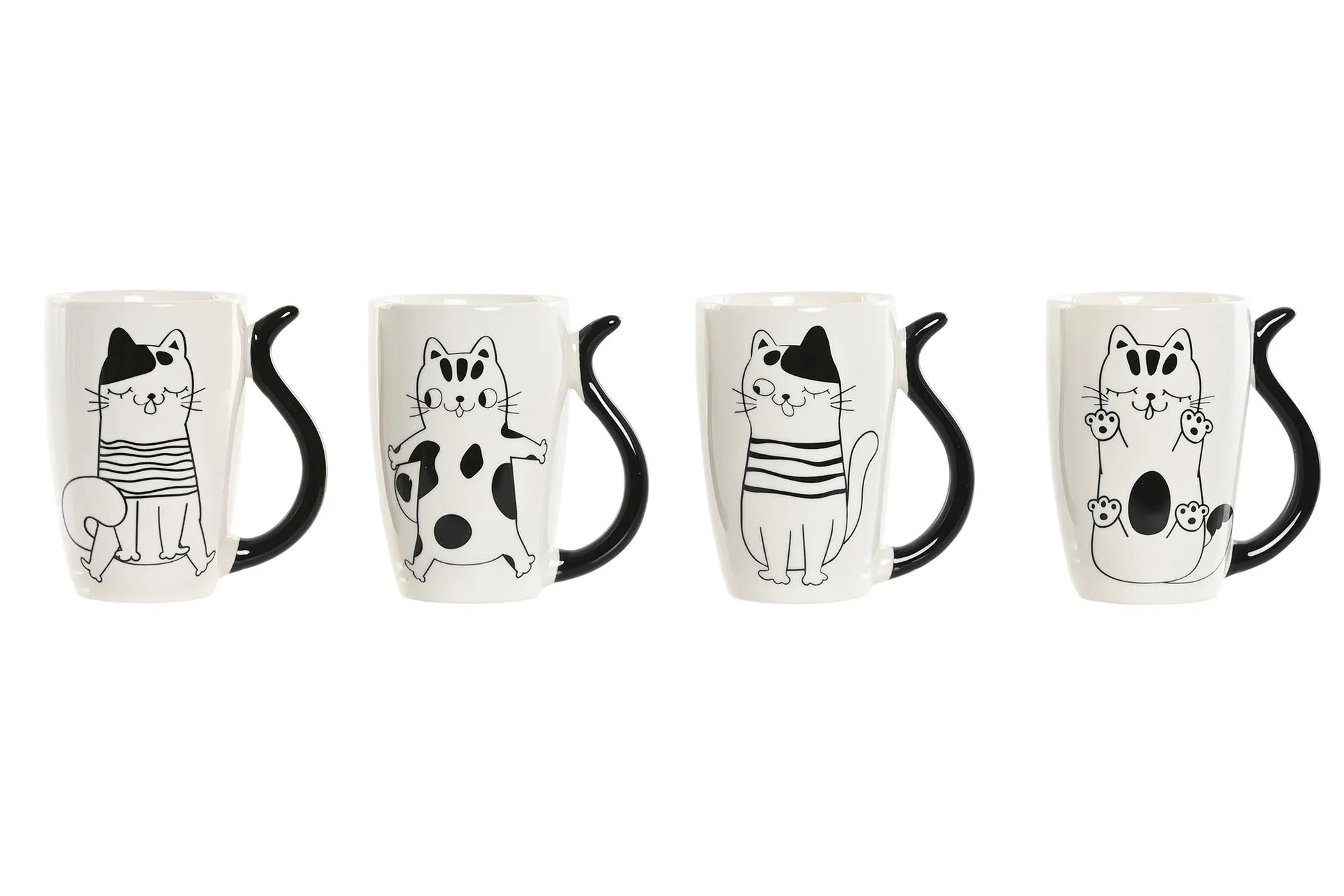 Juego de tazas de porcelana con diseño de gato, 380 ml, tamaño 11 x 8,2 x 12 cm, ideal para café o té, material de alta calidad, diseño único, perfecto para amantes de los gatos, una excelente idea para regalar.