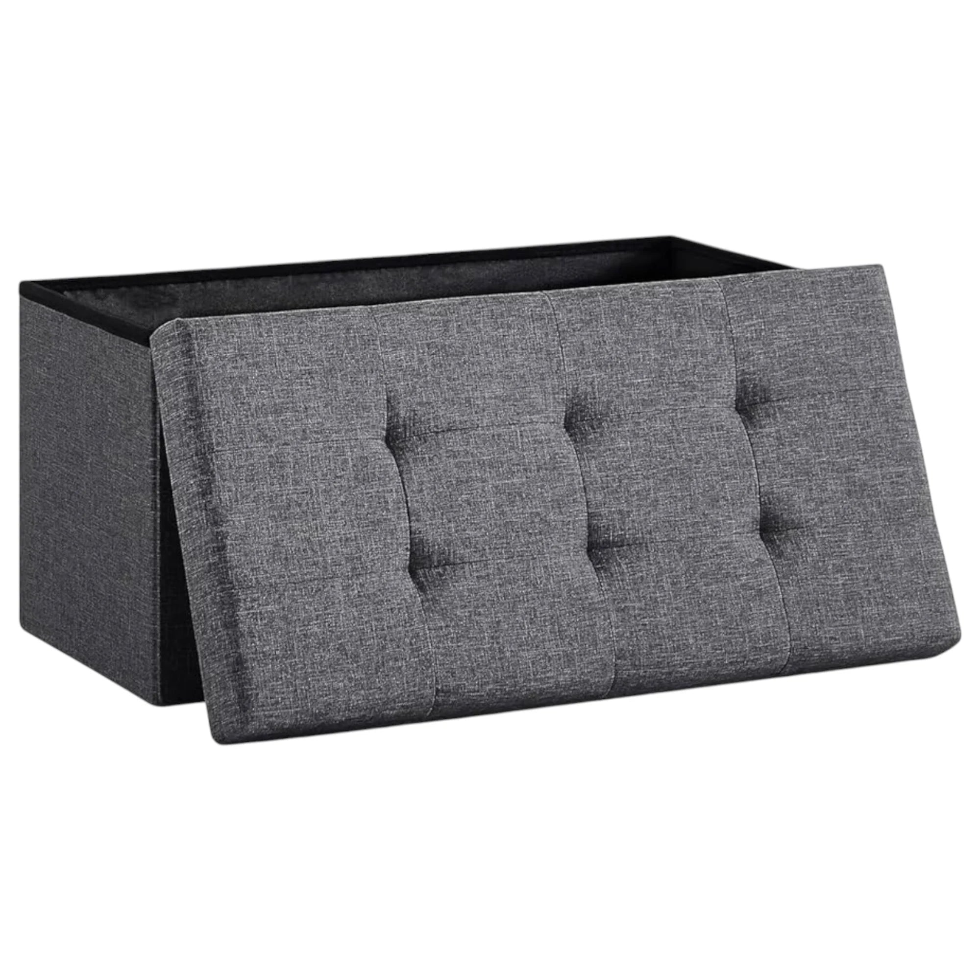 Elegante puf de lino con espacio de almacenamiento