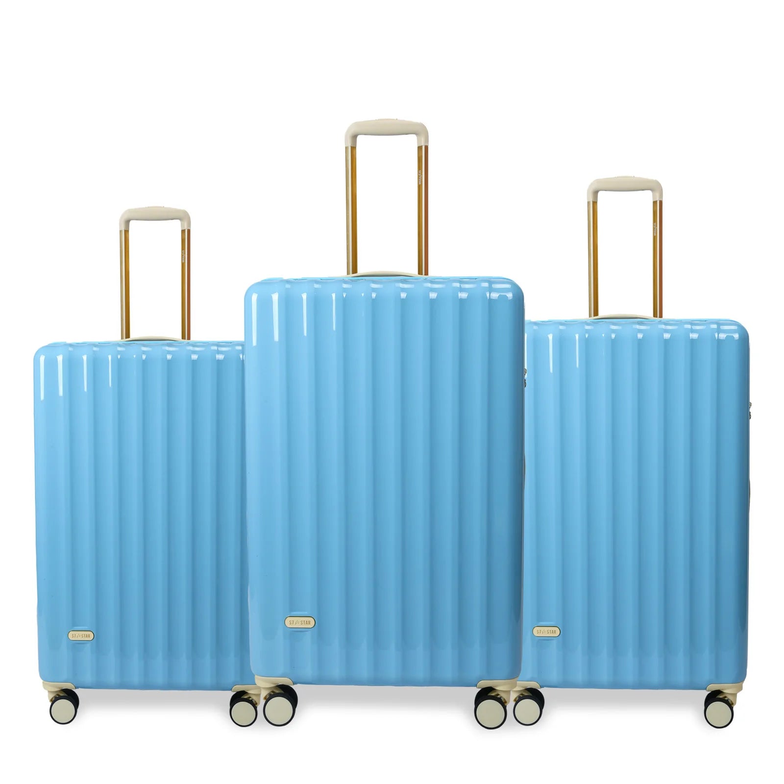 Juego de maletas S7 STAR de 3 piezas, maletas rígidas de policarbonato duraderas con 4 ruedas giratorias silenciosas, tamaño cabina 20in + 24in + 28in, diseño moderno para viajes, certificado CE.
