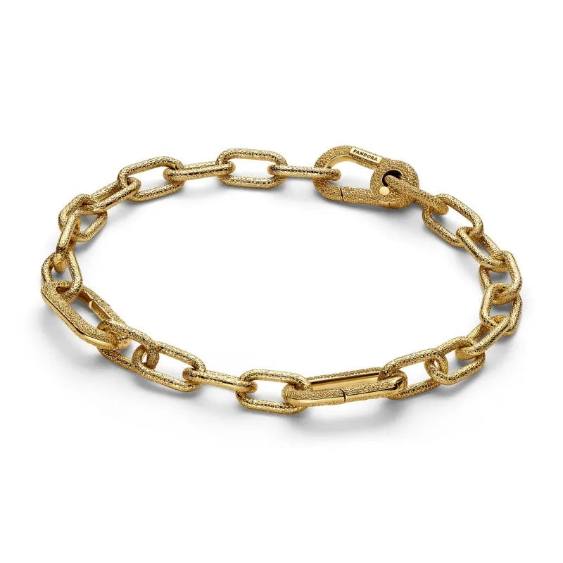 Pulsera Pandora me con eslabones pequeños, textura chapada en oro 563829c00-3