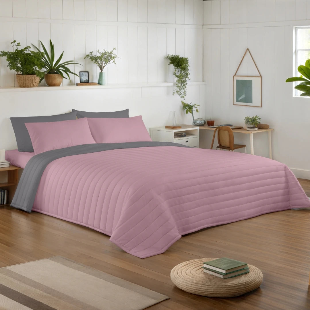 Naturals - colcha bouti reversible bicolor - microfibra extra suave - relleno de 100 gramos (cama 90/105 - 135/150 - 180) - funda de cama acolchada forrada - ideal para primavera y verano - fabricado en España