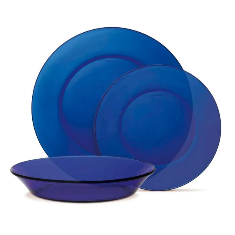 Juego de vajilla Duralex Lys de 12 piezas: platos de cristal de alta calidad, incluye 4 platos hondos (Ø 19,5 cm), 4 platos llanos (Ø 23,5 cm) y 4 platos de postre (Ø 19 cm), apto para microondas y lavavajillas, fabricado en Francia.