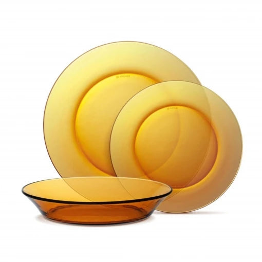 Juego de vajilla Duralex Lys de 12 piezas: platos de cristal de alta calidad, incluye 4 platos hondos (Ø 19,5 cm), 4 platos llanos (Ø 23,5 cm) y 4 platos de postre (Ø 19 cm), apto para microondas y lavavajillas, fabricado en Francia.