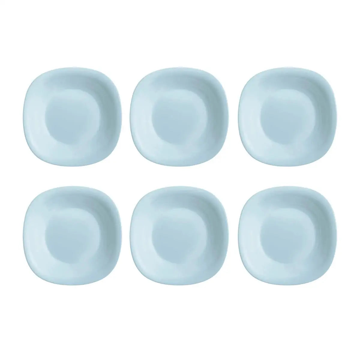 Platos Carine Luminarc – Juego de 6 platos cuadrados de vidrio opalino en blanco, negro, gris, turquesa y azul paraíso, aptos para microondas y lavavajillas para una vajilla completa.