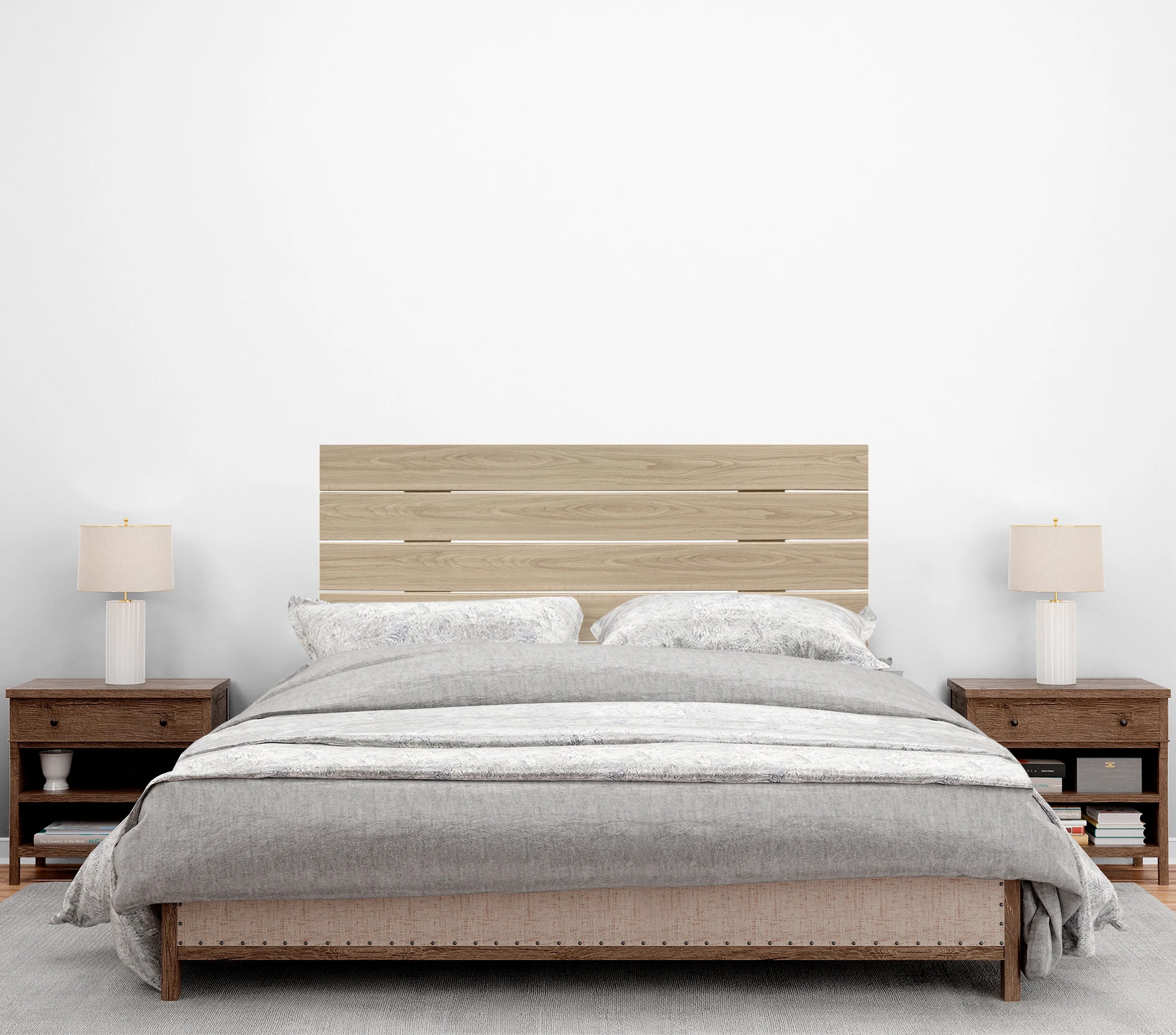 Cabecero DHOME de madera reciclada, fabricado con material DM de alta calidad, 1,3 cm de grosor, 46,6 cm de alto, disponible en 9 tamaños para camas individuales y dobles, de fácil mantenimiento, perfecto para una decoración moderna.