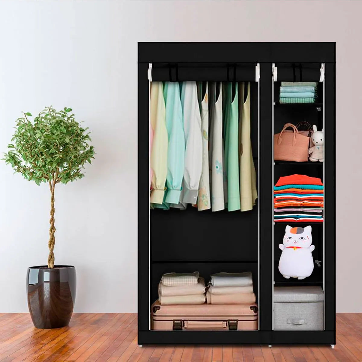 Armario de tela Nyana Home, 170x110x45cm, 2 puertas, 5 agujeros, 1 armario