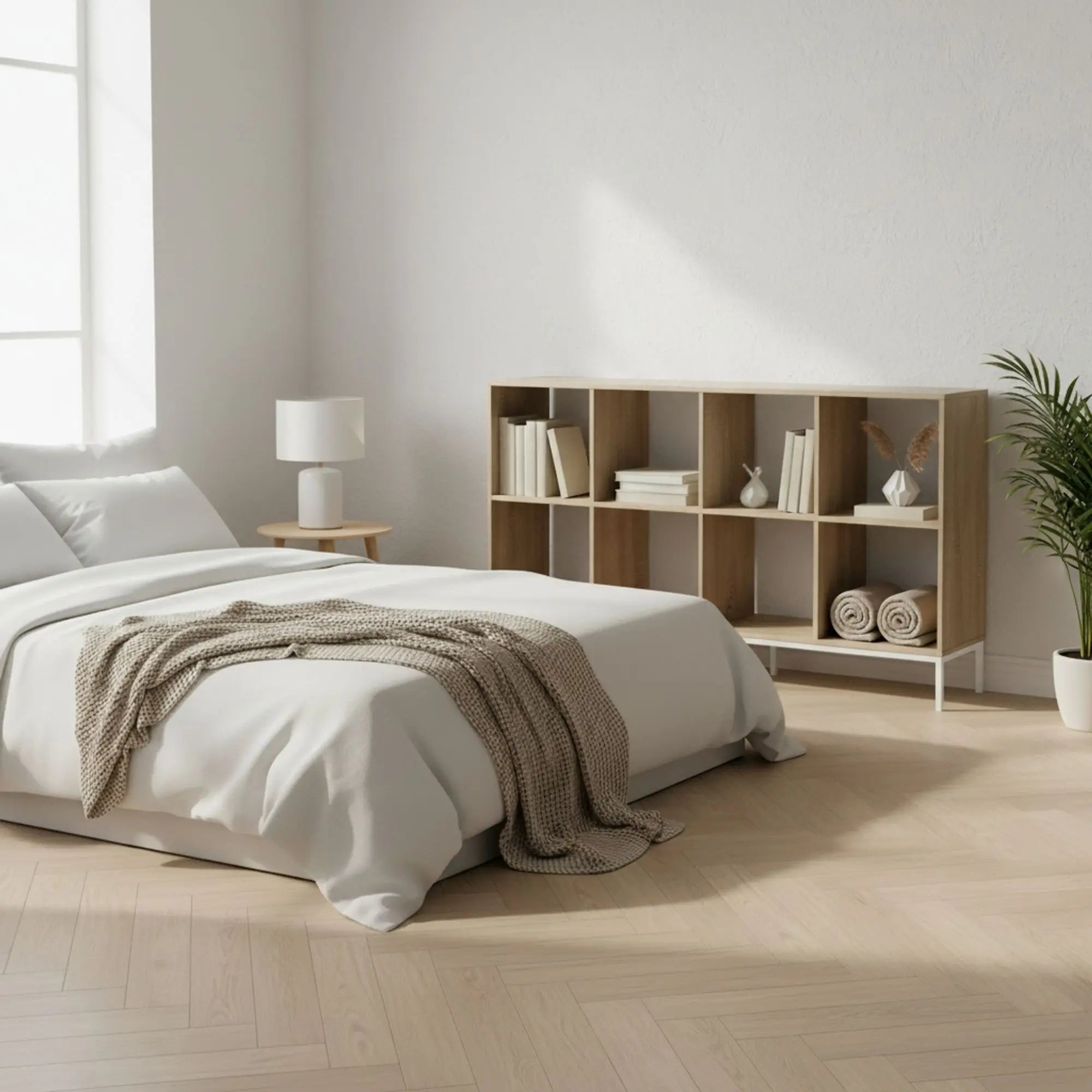 MOBLEKIT Estanterías de madera y metal con compartimentos abiertos, librerías modulares disponibles en 2, 4 u 8 cubos y estantería multiusos de 5 niveles, solución de almacenamiento ideal para salón, dormitorio, oficina o cocina.
