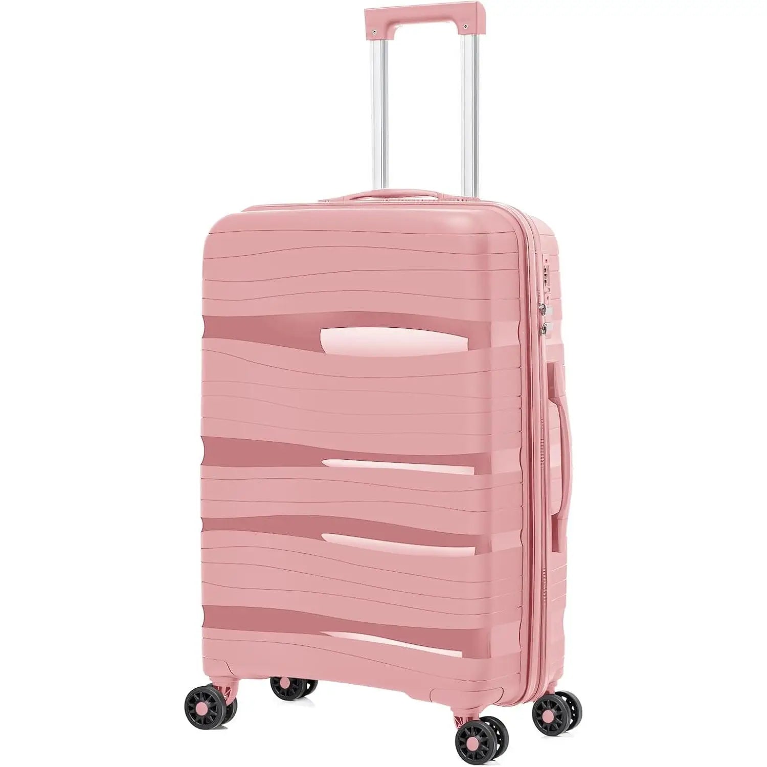 Maleta de cabina Artree: fabricada en polipropileno resistente con diseño impermeable, disponible en varios tamaños (L 75x50x32 cm, XS 48x35x20 cm) y equipada con 4 ruedas giratorias de 360°, ideal para viajes organizados.