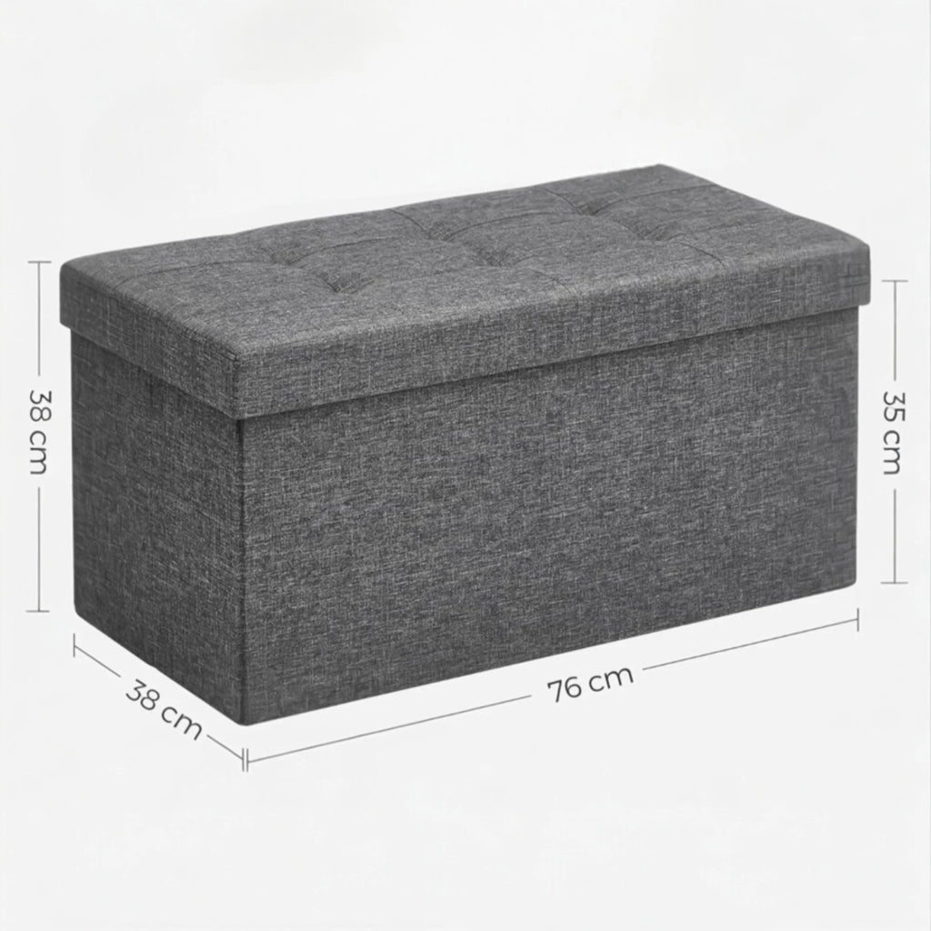 Elegante puf de lino con espacio de almacenamiento