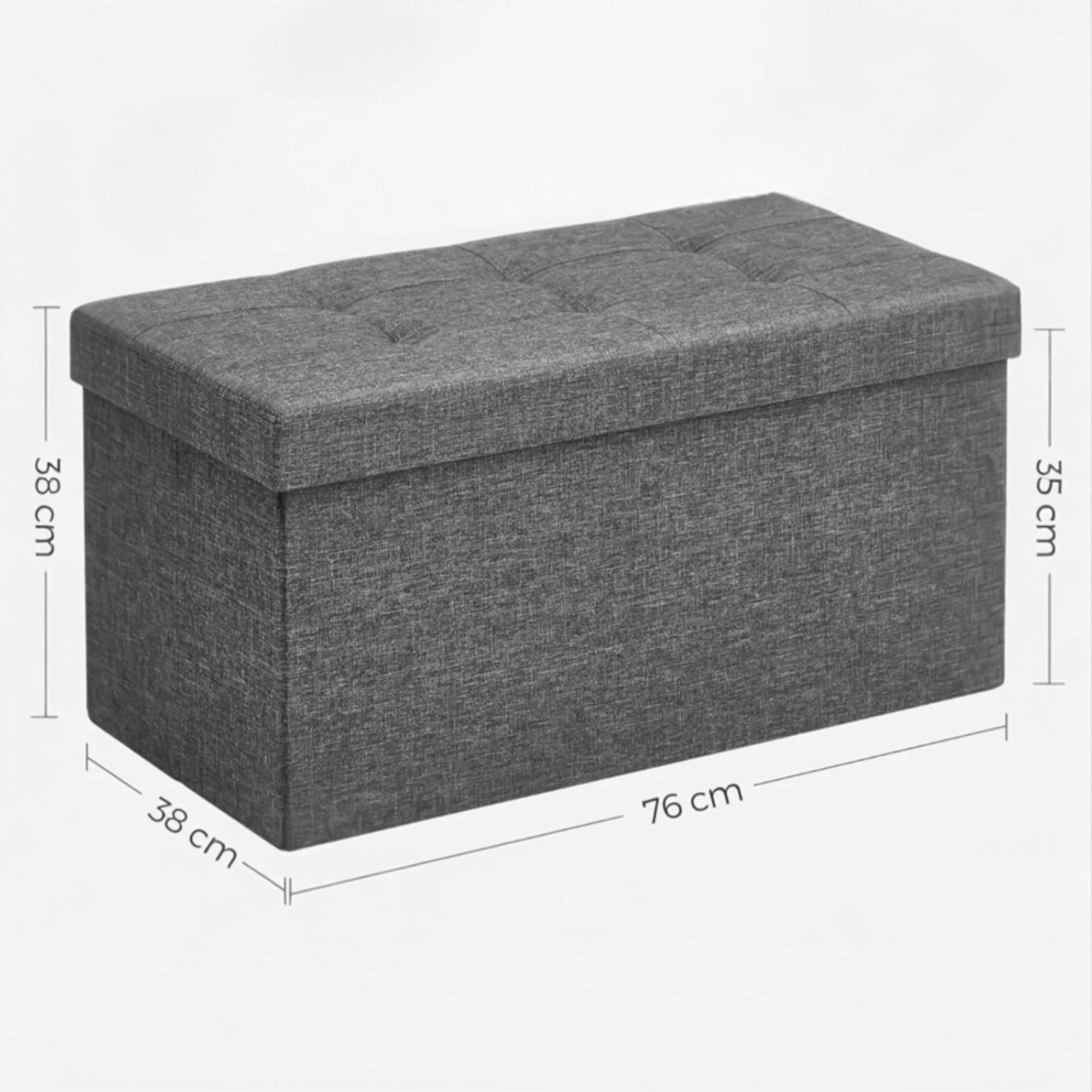 Elegante puf de lino con espacio de almacenamiento