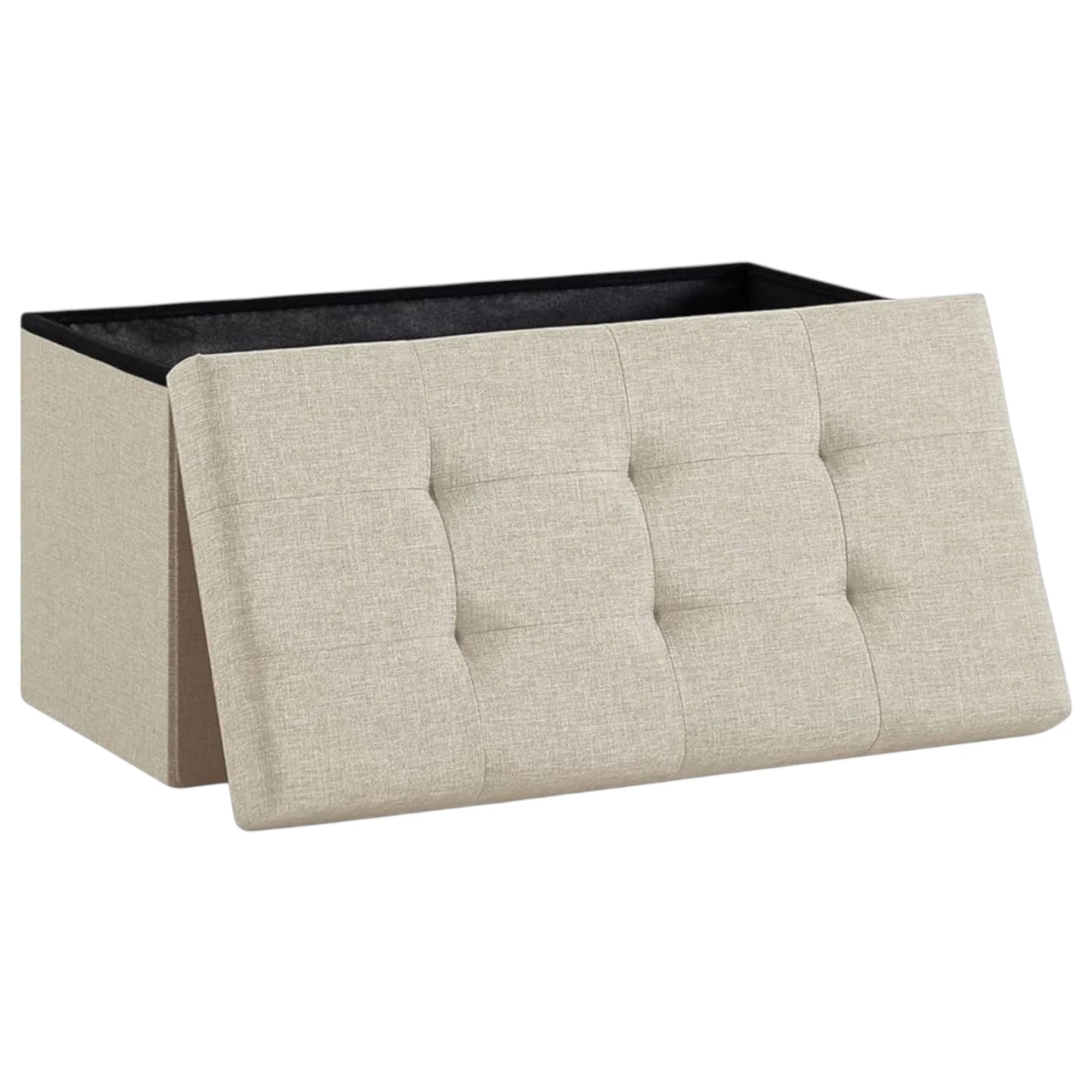 Elegante puf de lino con espacio de almacenamiento