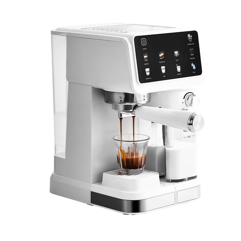 Cafetera doméstica pequeña semiautomática, máquina de café espresso italiana con espumador de vapor a alta presión.